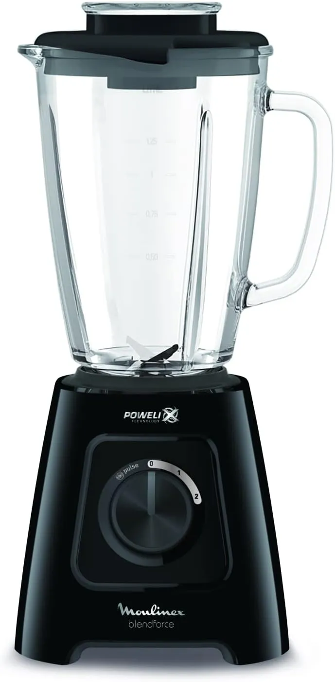 Moulinex Blender, BlendForce 2, 1.25 L Blender Mixer, with Plastic Jar and Glass Jar, Grinder Accessory, Powelix Technology, 600 W, LM42R827 3