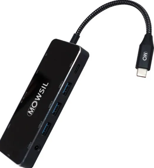 Mowsil 11 in 1 USB-C Hub, HDMI, VGA RJ45 GIGA SD/TF Card, AUX USB3.0*3, Type C Data, Crystal-Clear 4K HDMI Output, High-Speed 87W PD Charging, Reliable Data Syncing, Black | MOCHB11