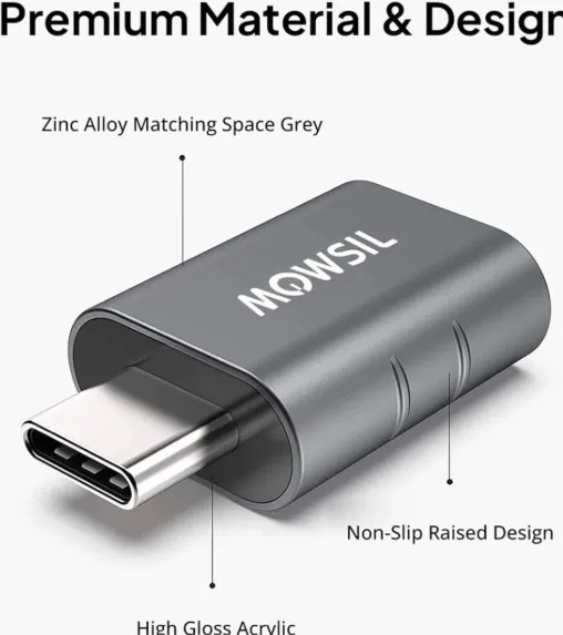 MOWSIL USB C to USB A Adapter, 5Gbps High Speed USB to USB C Extender, USB C Male to USB A Female Converter Charging & Sync for iPhone 15, Laptops Logitech StreamCam VR Link Adapter | MOCHB 3
