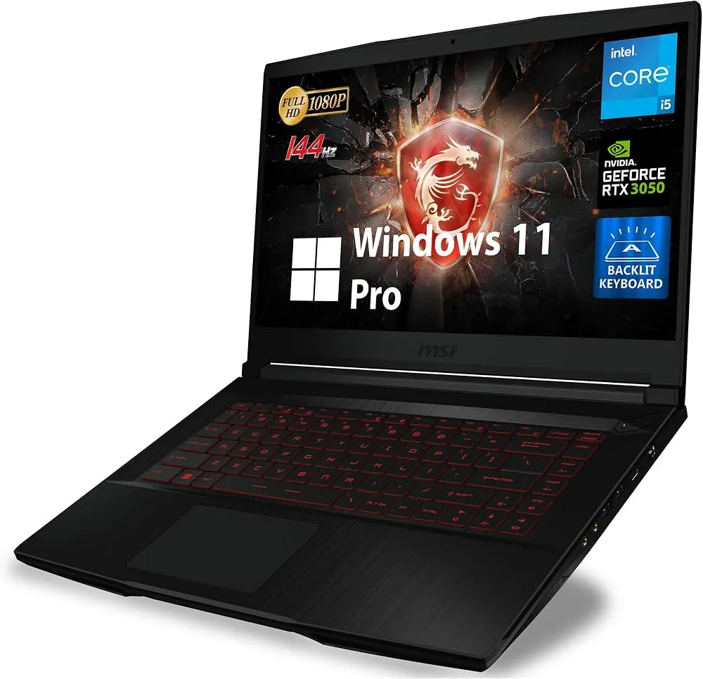 "MSI GF63 Thin Gaming Laptop, 15.6"" FHD 144Hz, Intel 6-Core i5-11400H, NVIDIA GeForce RTX 3050, 16GB DDR4, 1TB PCIe SSD, Backlit Keyboard with Anti-Ghosting, WiFi 6, RJ45 LAN, Windows 11 Pro, MarsPC" 3