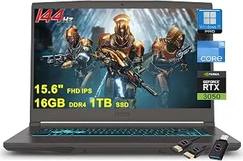 "MSI Thin 15 Gaming Laptop | 15.6"" FHD IPS 144Hz | Intel 8-core i5-12450H (>i7-11800H) | 16GB DDR4 1TB SSD | GeForce RTX 3050 | Backlit USB-C Win11Pro w/DLCA Accessory"