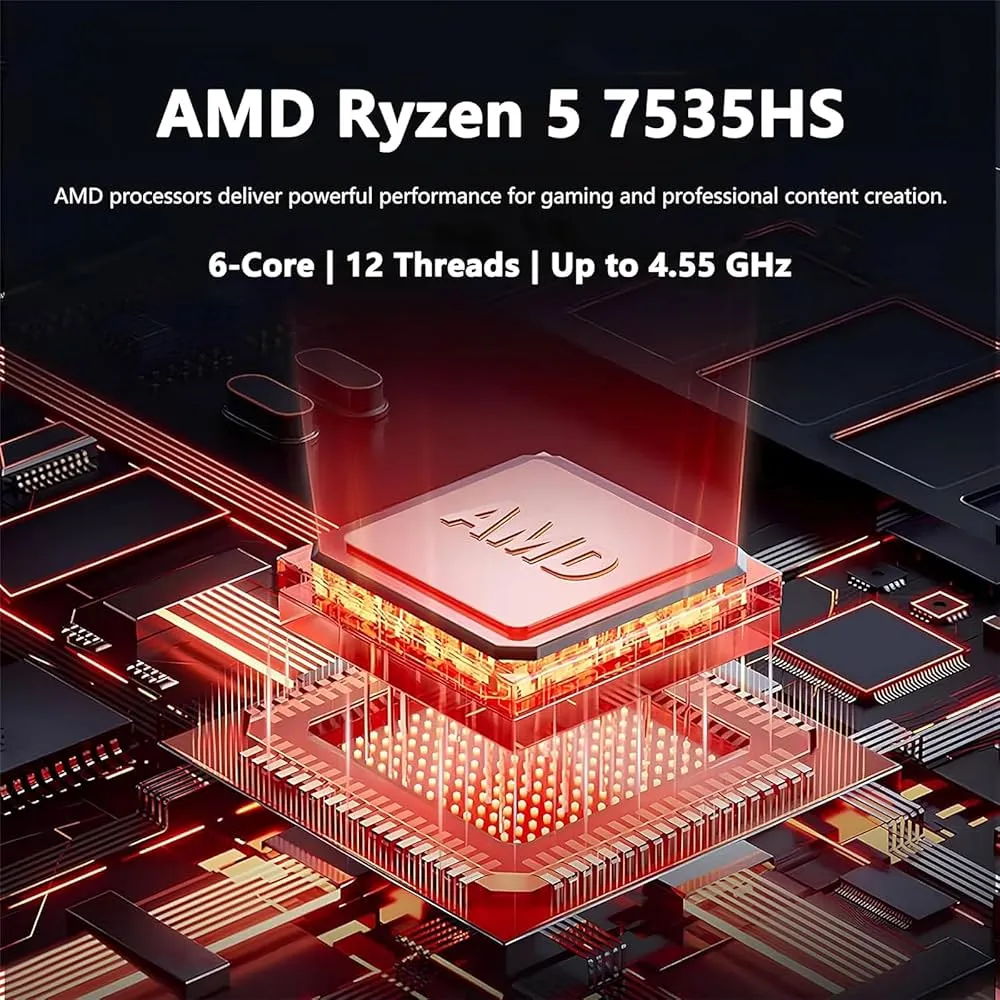 "MSI Thin 15 Gaming Laptop, 15.6"" FHD IPS 144Hz, NVIDIA GeForce RTX 4050 Laptop, AMD Ryzen 5 7535HS,8GB RAM, 1TB SSD, Wi-Fi 6, Backlit Keyboard, Webcam, Bluetooth, Windows 11 Home, Black"