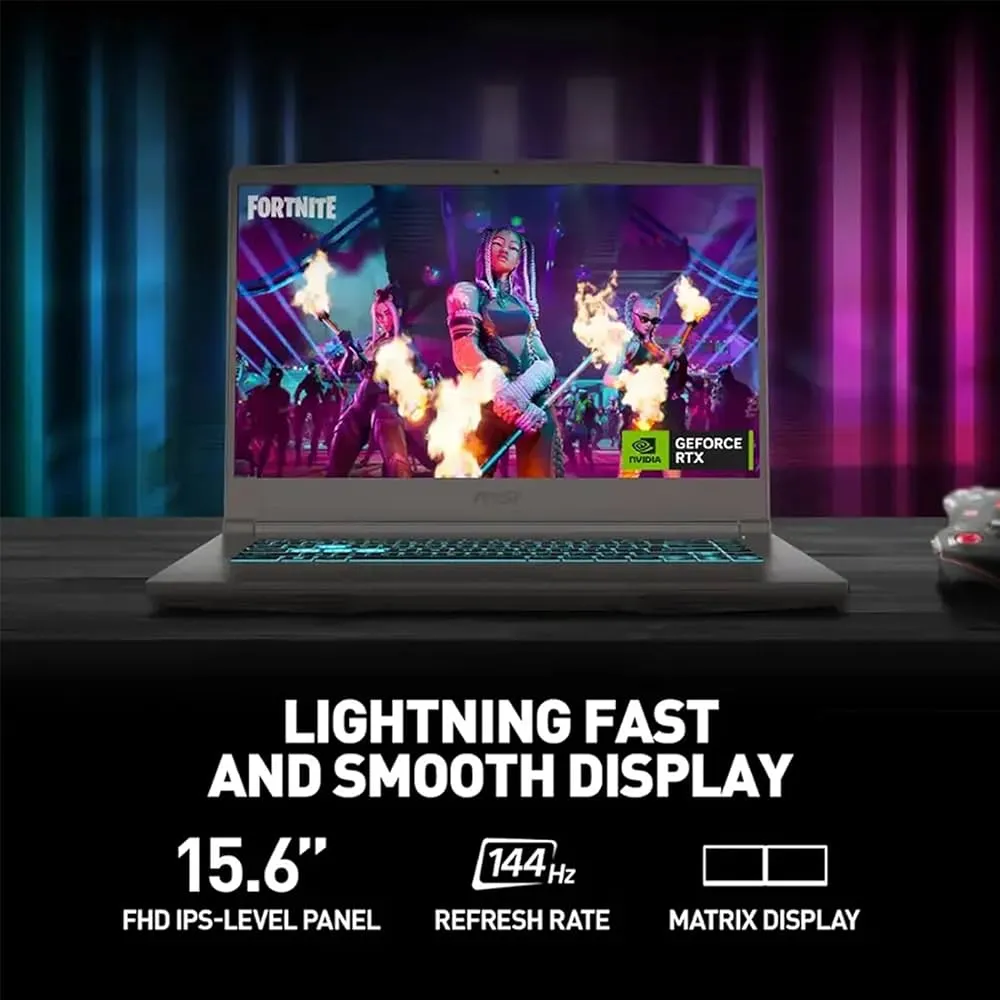 "MSI Thin 15 Gaming Laptop, 15.6"" FHD IPS 144Hz, NVIDIA GeForce RTX 4050 Laptop, AMD Ryzen 5 7535HS,8GB RAM, 1TB SSD, Wi-Fi 6, Backlit Keyboard, Webcam, Bluetooth, Windows 11 Home, Black" 3