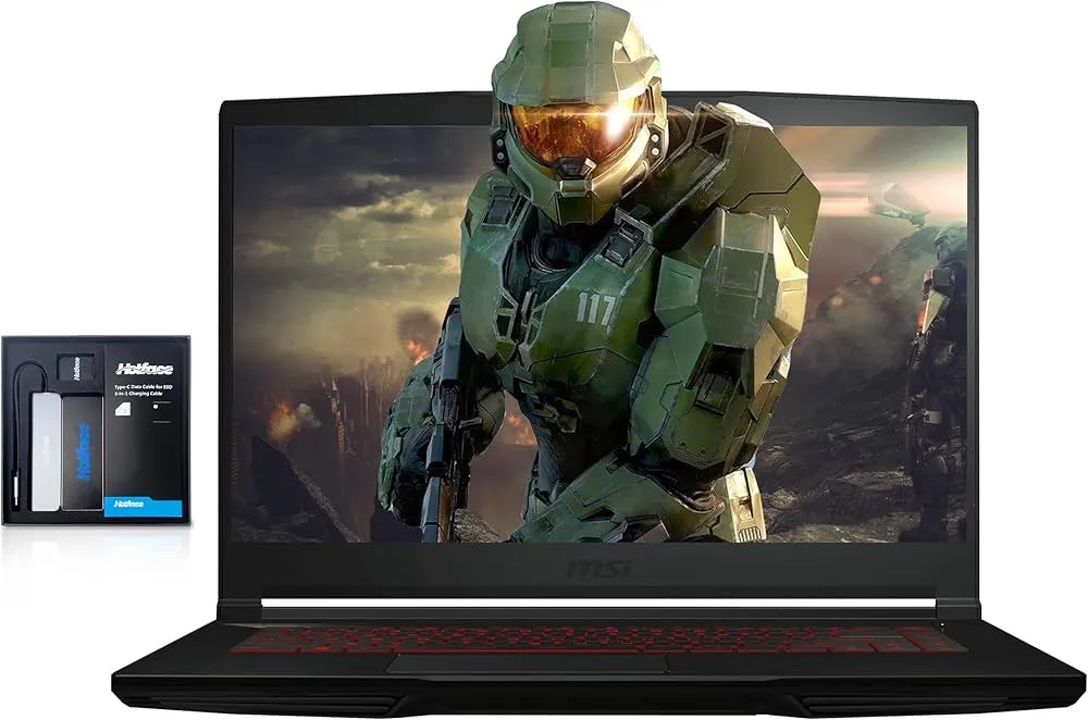 "MSI Thin GF63 Gaming Laptop, 15.6"" FHD 144Hz Display, Intel i5-12450H, 16GB RAM, 1TB PCIe SSD, NVIDIA GeForce RTX 2050, Backlit Keyboard, WiFi 6, Black, Win 11 Pro, 128GB Hotface Extension Set"