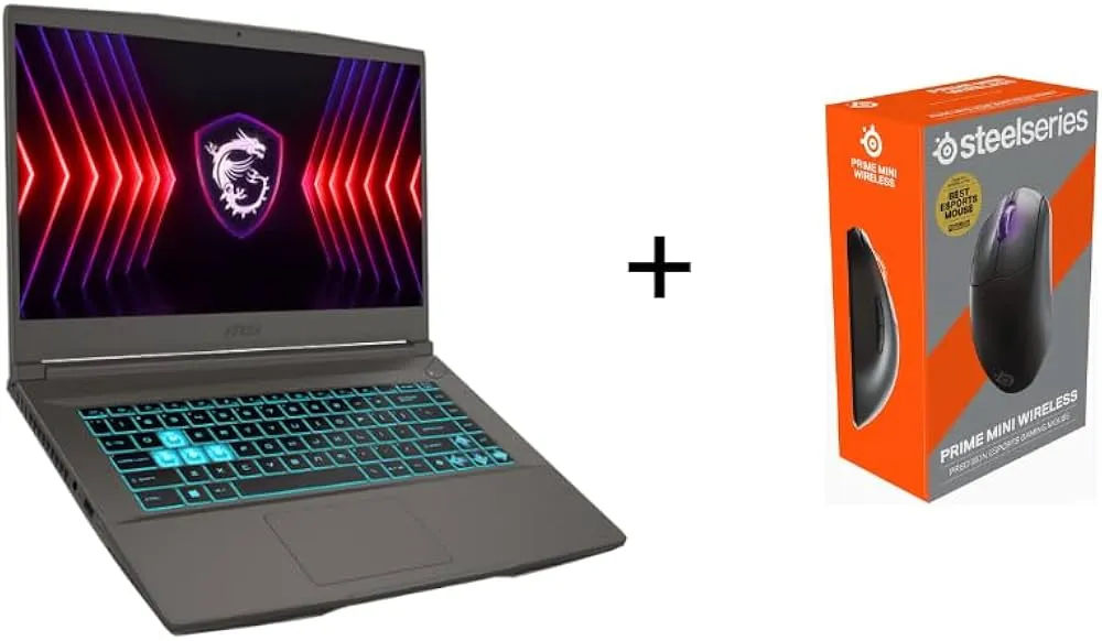 "MSI Think 15 B13VE Gaming Laptop,15.6""FHD 144Hz, Intel Core i7-13620H,16GB RAM,512GB SSD,NVIDIA GeForce RTX 4050 6GB,Win 11, Eng-Arb KB, Gray With SteelSeries Prime Gaming Wireless Mouse"