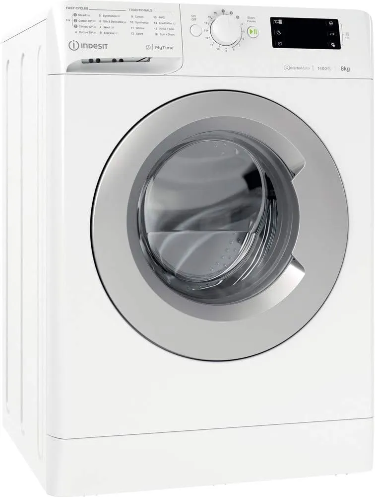 Mytime 8Kg Front Load Washing Machine 1400 RPM, Inverter Motor, 16 Washing Programs, Big Digit Display, Child Lock, Made in Poland- 8 kg MTWE-81483WSGCC White