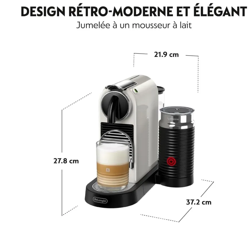Nespresso De'Longhi Citiz Coffee Machine With Milk Frother - EN267 White 4