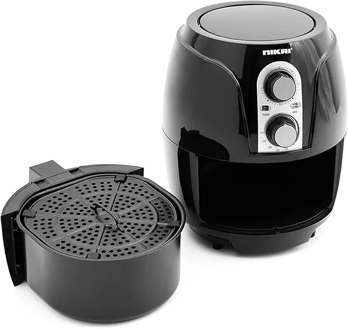 Nikai 1100-1300W Air Fryer, Oil-Less Cooking, 3 Ltr Pot, AdjUStable Timer And Temperature, Naf2501M - Black And Silver"
