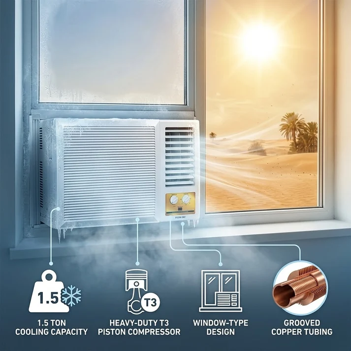 Nikai Piston 1.5 Ton Rotary Window Air Conditioner - NWAC18038E6