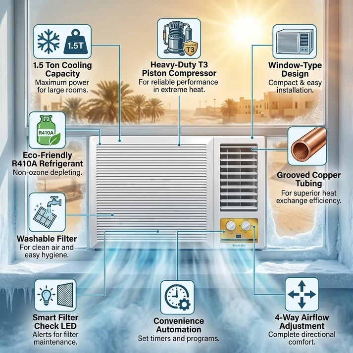 Nikai Piston 1.5 Ton Rotary Window Air Conditioner - NWAC18038E6 3