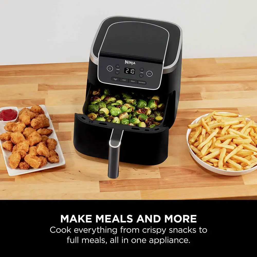Ninja Air Fryer PRO 4.7L, Single Tray, 4-in-1, Air Fryer, Roasting, Warming, Drying, For 1-2 Servings, Digital, For Frozen Food, Nonstick Tray & Basket, 2000W, Black AF140EU 3