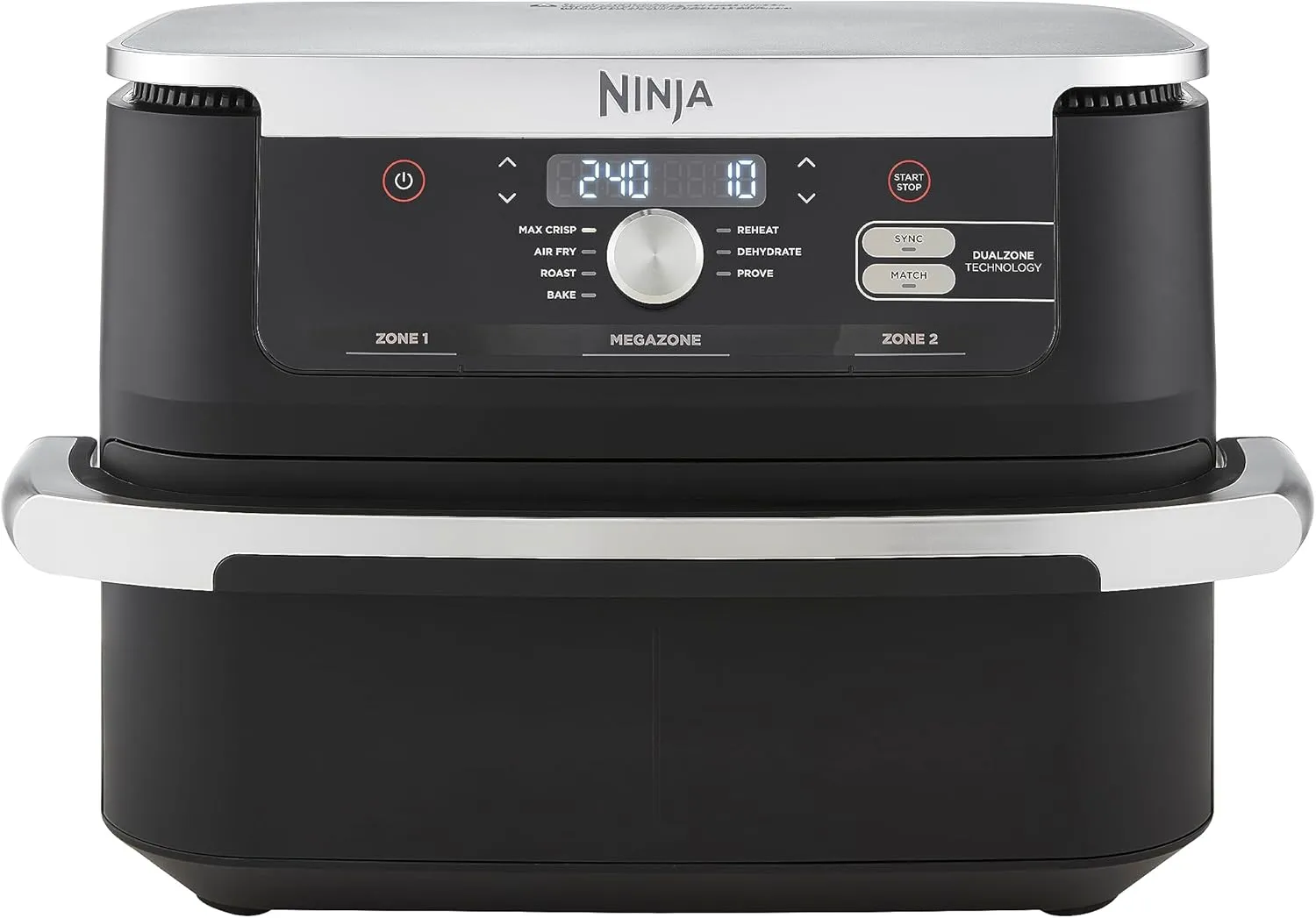 Ninja Foodi FlexDrawer Air Fryer, Dual Zone with Removable Divider, Large 10.4L Drawer, 7-in-1, Air-Fryer Uses No Oil, Air Fry, Roast, Bake, Max Crisp, Black AF500ME
