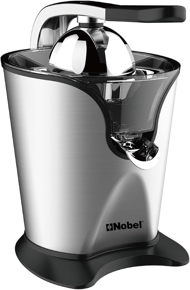 Nobel NJ407 Portable Handle Citrus Juicer, 160W Motor, 2 Interchangeable Cones, Stainless Steel Filter, Aluminium Die-Cast Press Handle, Anti-Drip Spout, Overheat Protection, Anti-Slip Feet, Silver/Black – 1 Year Warranty 4
