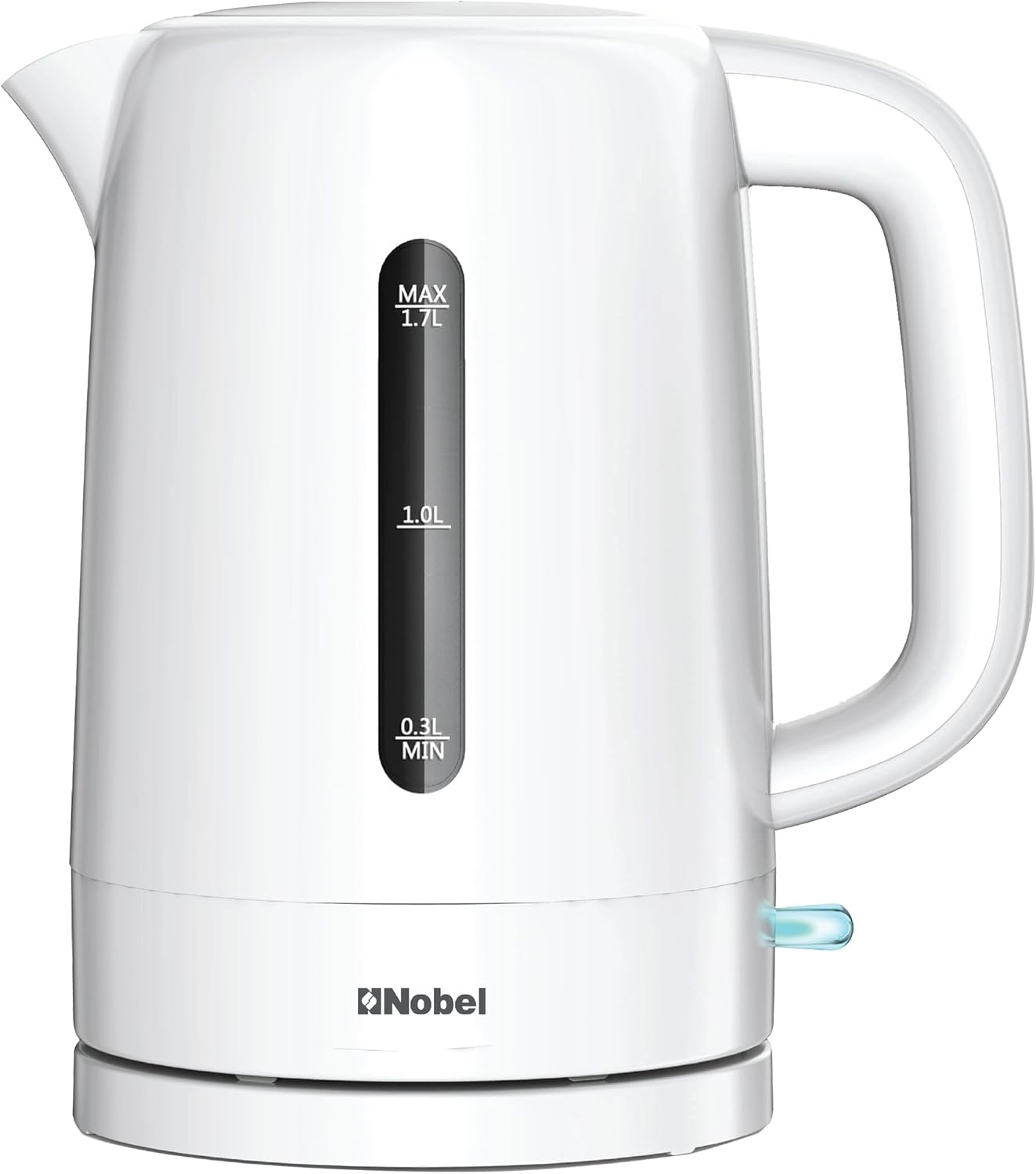 Nobel NK17PW 1.7L Cordless Electric Kettle, 1850–2200W, 360° Strix Control, Water-Level Window, Boil-Dry Protection, Automatic Shut-Off, Plastic Housing, White