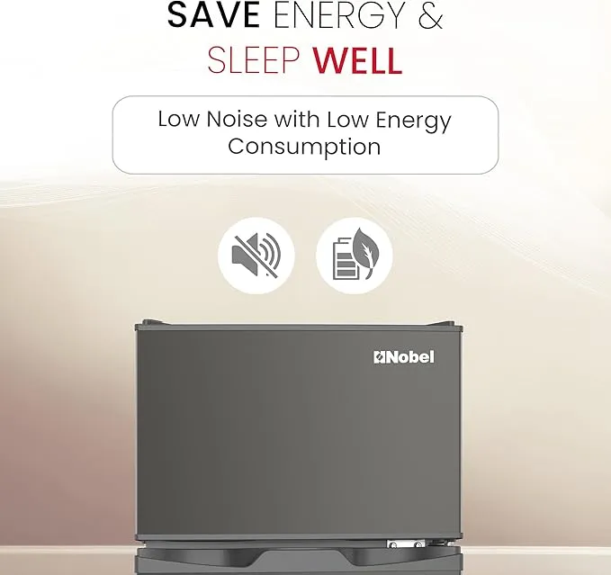 Nobel NR120S Double Door Refrigerator – 95L Gross / 85L Net Capacity, Top Mount Freezer, Defrost Cooling, R600a Refrigerant, Mechanical Temperature Control, Dark Silver 4