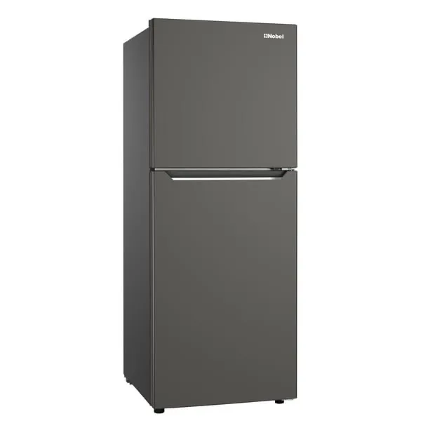 Nobel NR280NF 280L Gross / 196L Net No Frost Double Door Refrigerator – Top Mount Freezer with R600a Refrigerant, LED Interior Light, Glass Shelves, Vegetable Crisper, Bottle Rack & Dark Silver Finish