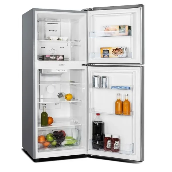 Nobel NR280NF 280L Gross / 196L Net No Frost Double Door Refrigerator – Top Mount Freezer with R600a Refrigerant, LED Interior Light, Glass Shelves, Vegetable Crisper, Bottle Rack & Dark Silver Finish 3