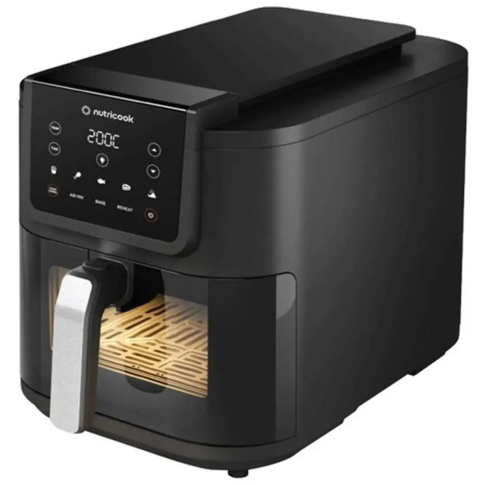 Nutricook Air Fryer Slim XL,7.6L, 2.4KG, Extra-Large Basket, Space-Saving Slim Design, Air Fry, Bake, Reheat, with 5 Presets, Clear Window & Internal Light, AFS200, Black