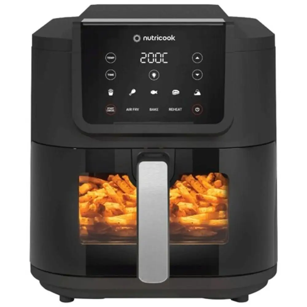 Nutricook Air Fryer Slim XL,7.6L, 2.4KG, Extra-Large Basket, Space-Saving Slim Design, Air Fry, Bake, Reheat, with 5 Presets, Clear Window & Internal Light, AFS200, Black 3