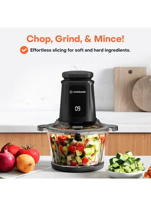 Nutricook Multi-Purpose Glass Chopper & Mincer 500W 1.2L NC-CH1200 Black
