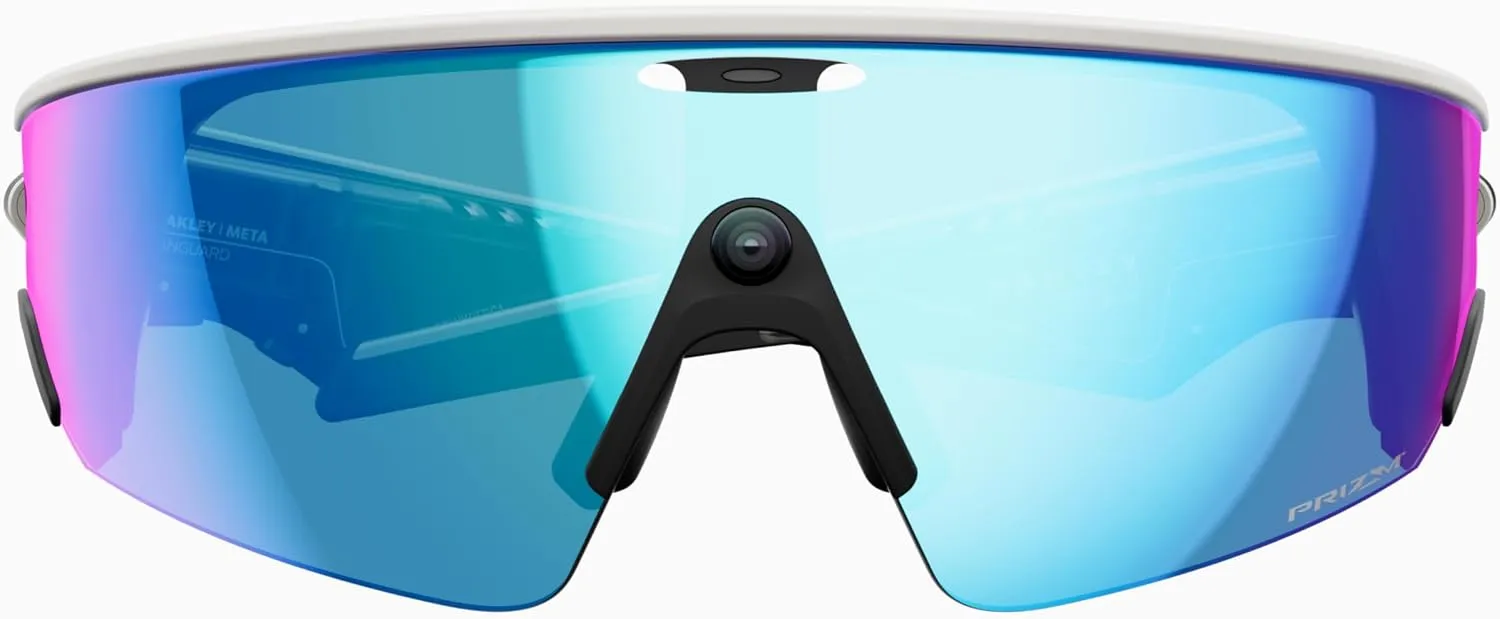OAKLEY Meta Vanguard - AI Glasses for Men & Women - Sport Eyewear - White | 12MP Camera, 3K Ultra HD, Voice Command, Immersive Audio, 9H Battery, IP67 Waterproof, Meta AI App - Prizm™ Sapphire Lenses