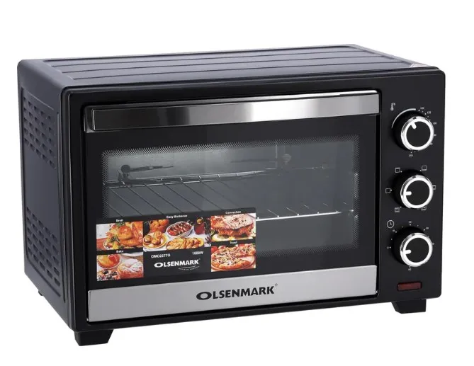 Olsenmark 24 L Electric Oven- OMO2277 With Rotisserie Function Perfect for Grilling, Toasting and Roasting 6 Stages Heating & Temperature 100-250-Degrees Celsius 60 Minute Timer with Bell