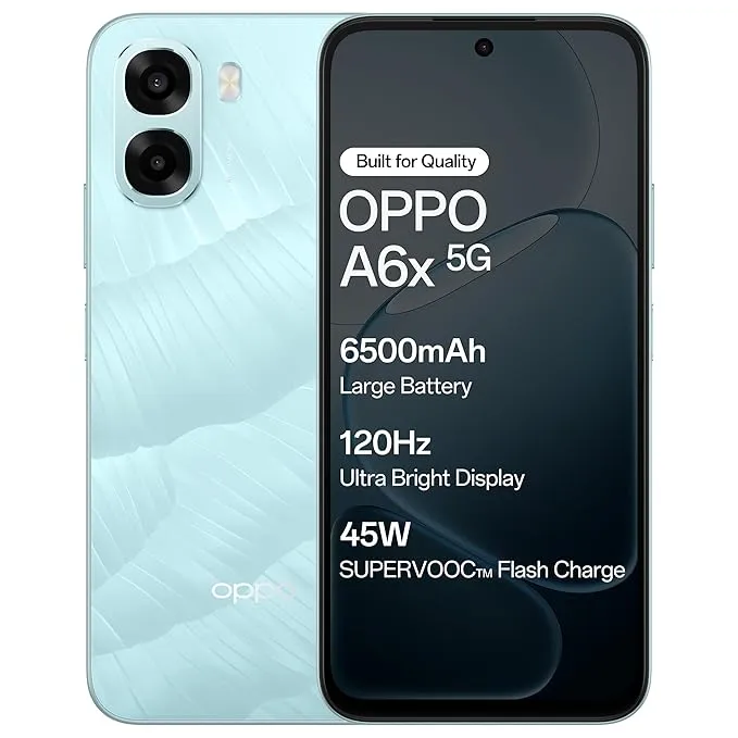 OPPO A6x 5G Smartphone 4GB RAM 128GB Storage Dual SIM – 5G Connectivity, HD+ Display, AI Camera, Large Battery, Fast Charging, Premium Design