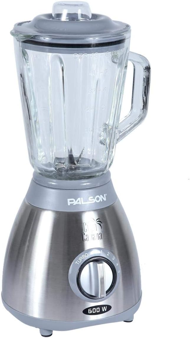 Palson Copacabana Jug Blender, 600W Powerful Motor, 1.5L Glass Jar, 5 Speed Settings, Turbo Function, Stainless Steel Blades & Grinder Attachment – 30528, Silver
