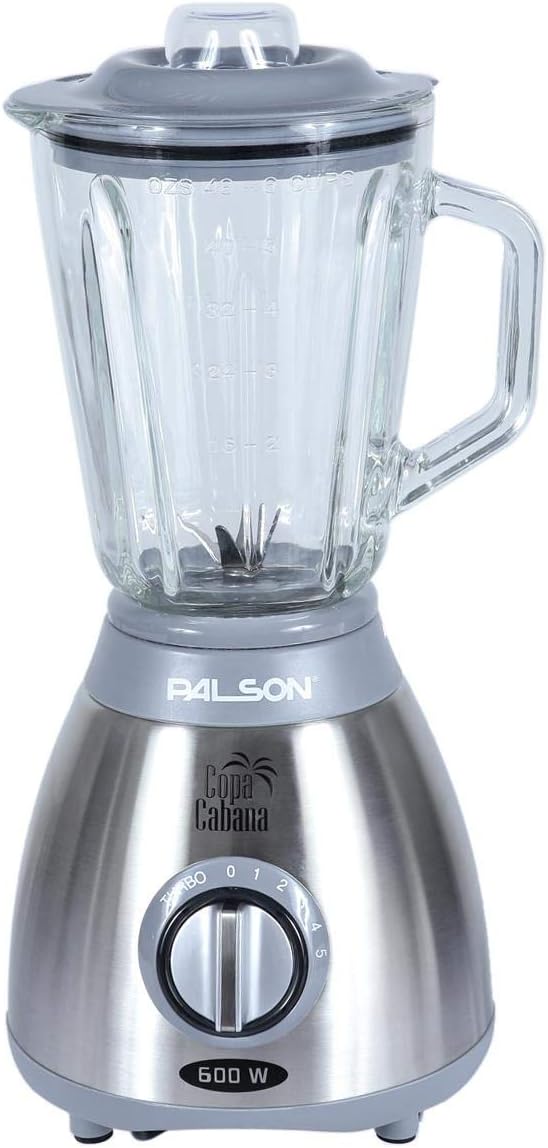 Palson Copacabana Jug Blender, 600W Powerful Motor, 1.5L Glass Jar, 5 Speed Settings, Turbo Function, Stainless Steel Blades & Grinder Attachment – 30528, Silver 4