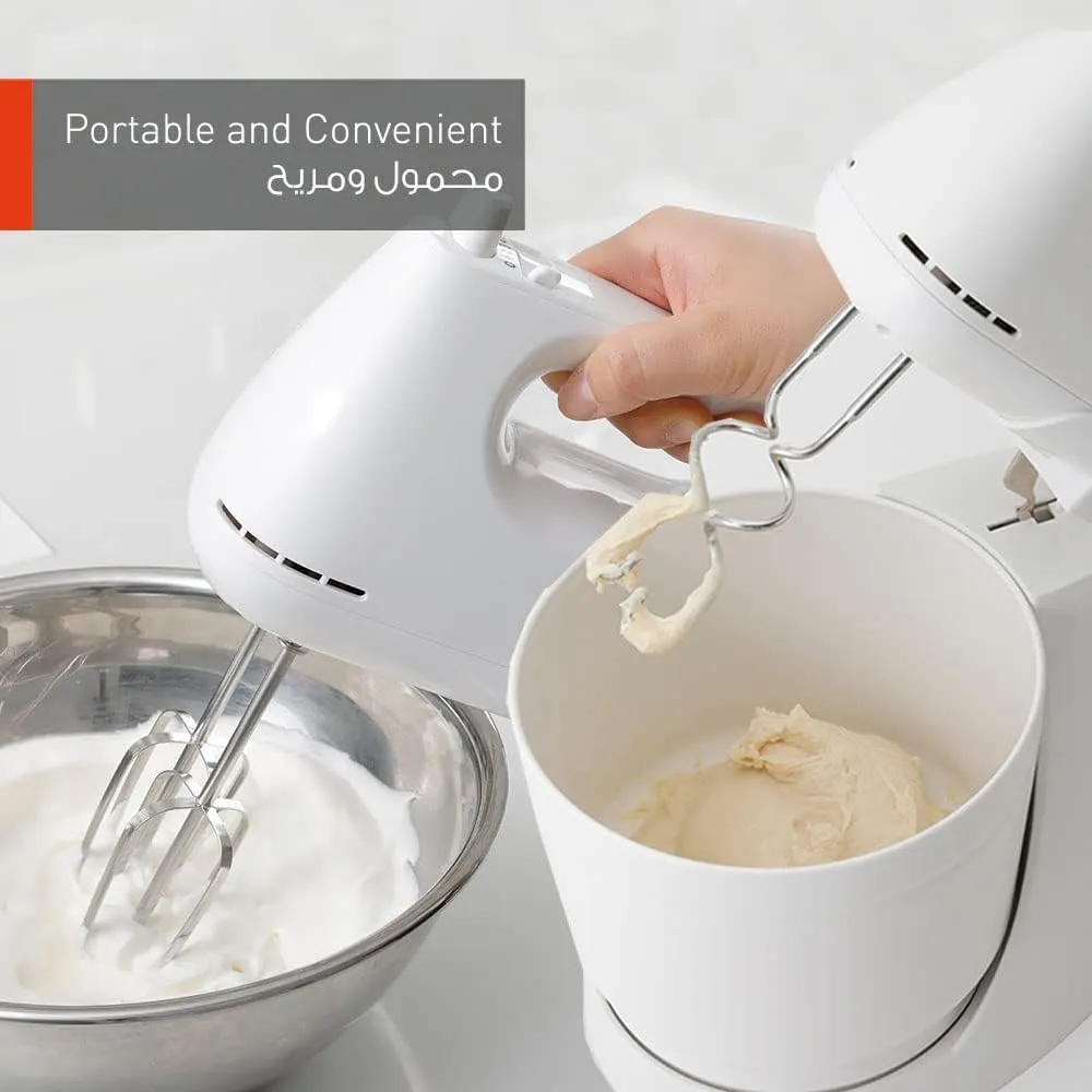Panasonic 175W, Stand Mixer 5 Speed Selection, With Egg Beater And Dough Hook Model Mkgb3, White 3