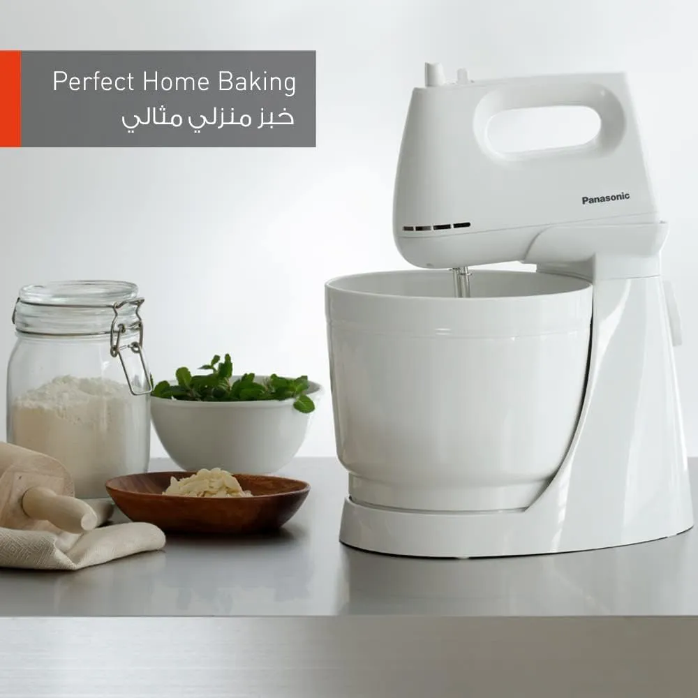 Panasonic 175W, Stand Mixer 5 Speed Selection, With Egg Beater And Dough Hook Model Mkgb3, White 4