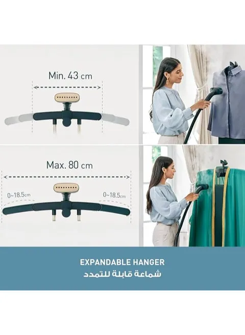 Panasonic Dual Pole Garment Steamer with Expandable Hanger, 3L, 2400W, NI-GWG090GTH, Dark Green 3