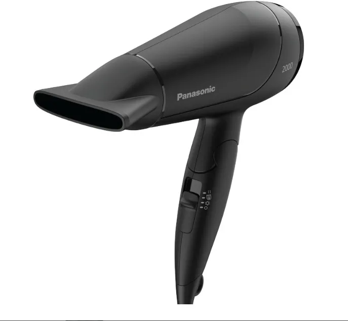 Panasonic Hair Dryer with Heat Protection Mode, Powerful Fast Drying & Smooth Finish, 2000W, Cool Shot, Styling Nozzle, Foldable Handle, Blow Dryer, Hair Blower, EH-ND65, Black
