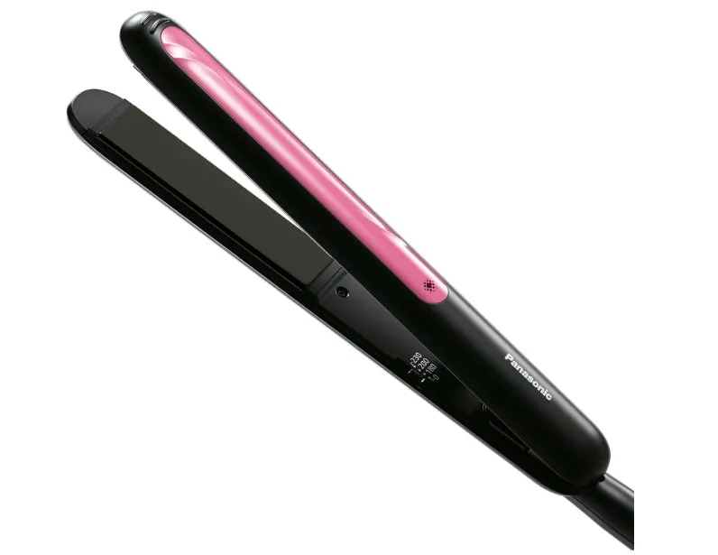 Panasonic Hair Straightener for Qucik & Long-Lasting Styling, 15-Sec Heat Up, Keratin & Botanical Oil Coated Plate, 3 Temperature Settings, EH-HV21, Black & Pink
