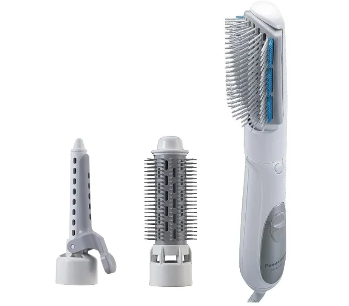 Panasonic Hair Styler, Hot Air Brush for Drying & Straightening & Curling, Smooth Blow-Dry Finish, Dry/Set/Cool 3 Heat Modes, 3 Attachments, 3-in-1 One Step Styling, EH-KA31, White