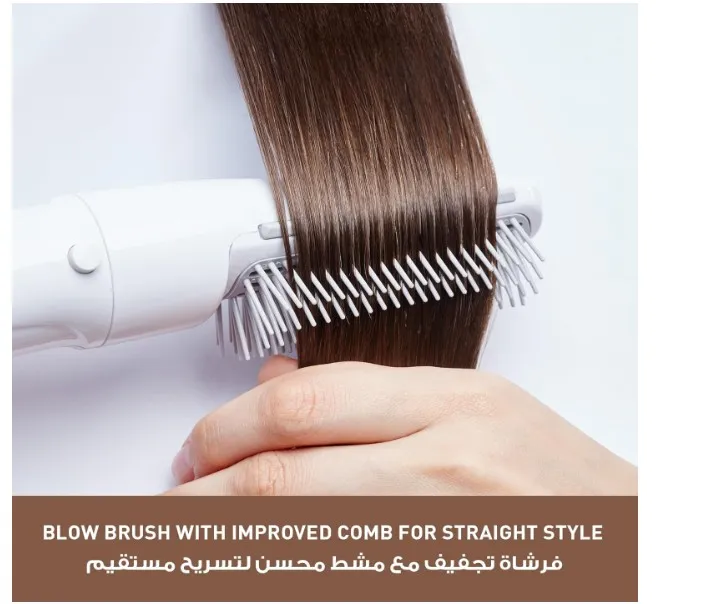 Panasonic Hair Styler, Hot Air Brush for Drying & Straightening & Curling, Smooth Blow-Dry Finish, Dry/Set/Cool 3 Heat Modes, 3 Attachments, 3-in-1 One Step Styling, EH-KA31, White 3