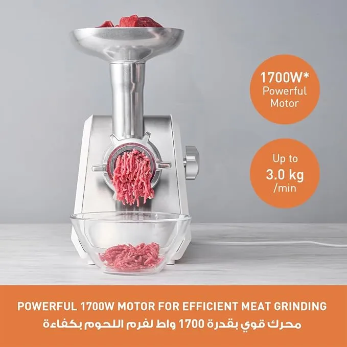 Panasonic Meat Grinder 1700W with Japanese Blade, MK-GX1711WTZ (White/Silver) 2