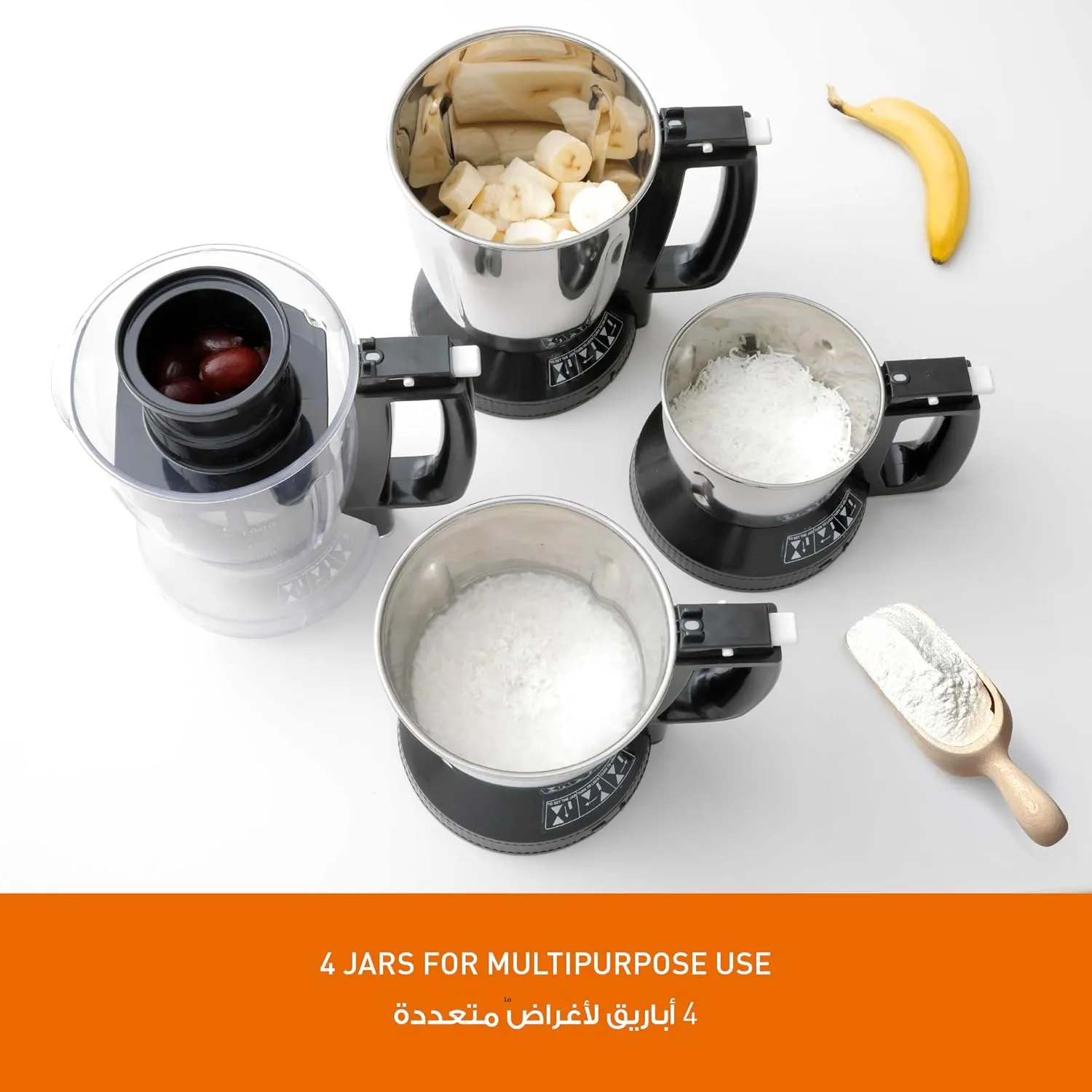 Panasonic Super Mixer Grinder, 1000W, Mx-Ac400, Black, 3 Stainless Steel Jars, 1 Juicer Jar 4