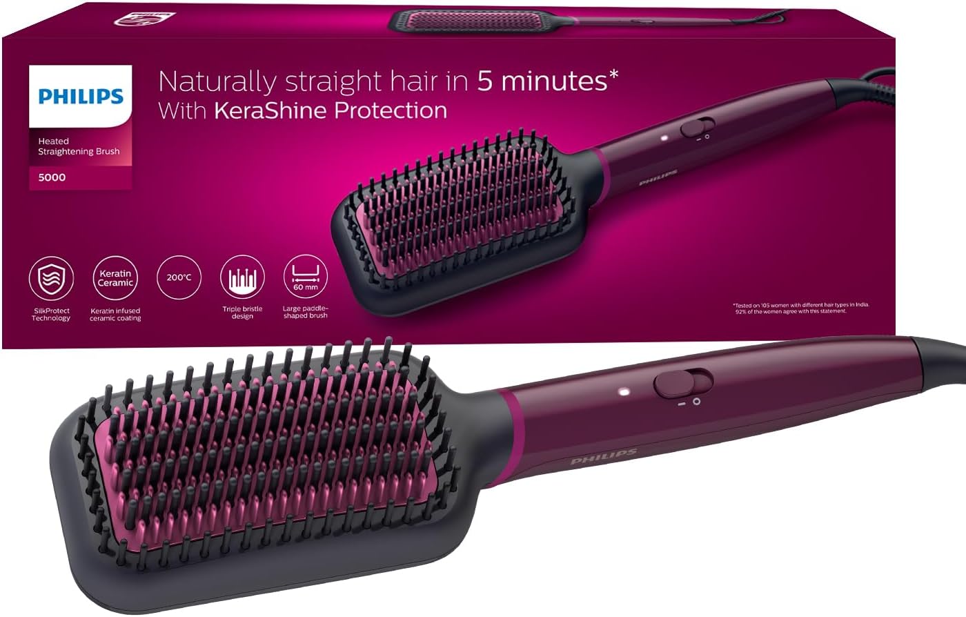Philips 5000 Series Heated Straightening Brush BHH730/03 – Black