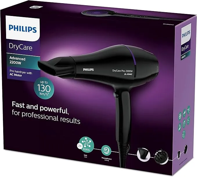 Philips Advanced Drycare Pro Hairdryer, 2200 W, Black, BHD274 5
