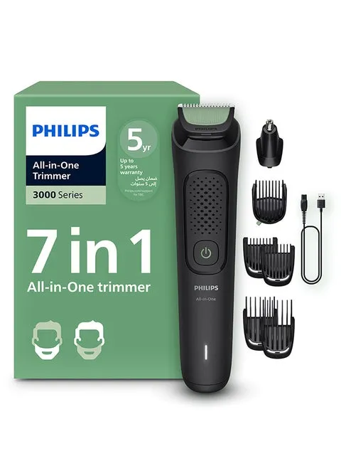 Philips All-in-One Trimmer 3000 Series 7-in-1 Multi Grooming Kit MG3930/15 Beard Hair & Nose Trimmer Black