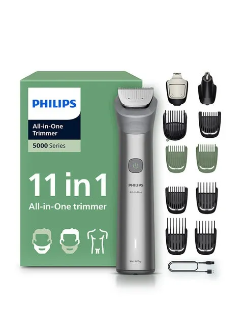 Philips All-in-One Trimmer 5000 Series 11-in-1 Face Hair & Body Groomer MG5923/15 Light Grey
