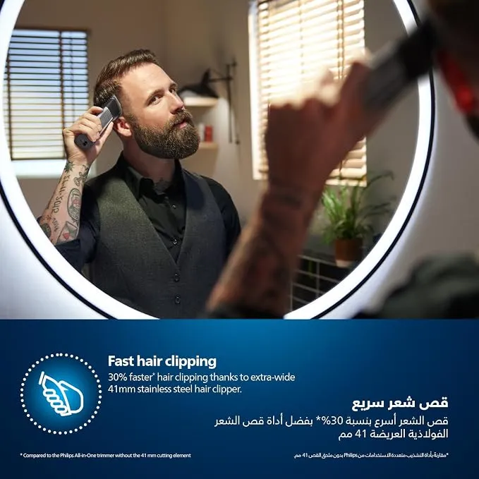 Philips All-in-One Trimmer MG9553/15 | 20-in-1 Face, Hair & Body Grooming | OneBlade for Precision Styling | 120min Cordless Use, Showerproof | Travel Pouch