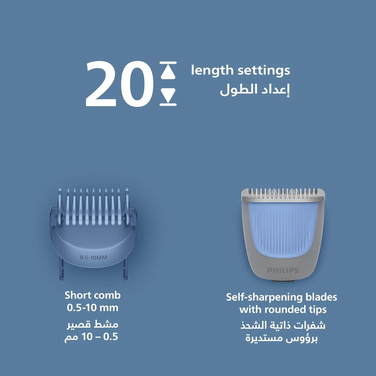 Philips Beard Trimmer BT3617/15 | 20 length settings 0.5–10 mm | Comb lifts hairs for an even trim | 100% washable | 60 min cordless | USB-A charging 3