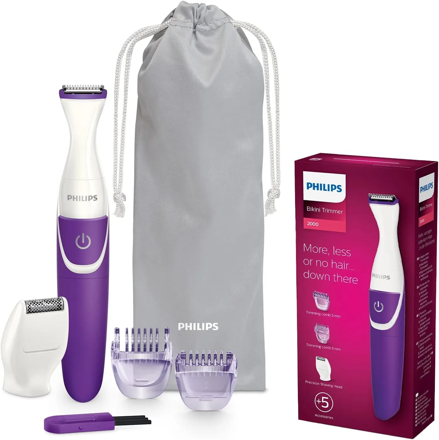 Philips BikiniGenie BRT383/15 - Handy Bikini Trimmer for Trimming, Shaving and Styling The Bikini Zone with Comb attachments and Shaving Heads - for Effortless Hair Removal