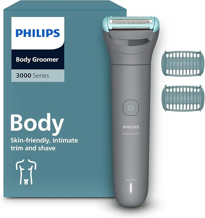 Philips Body Groomer 3000 Series - Trimmer for Men with Triple Protect Shave System, Intimate Trim & Shave, Close and Smooth on Skin, 100% Showerproof, 80 Min. Runtime, Model BG3480/15
