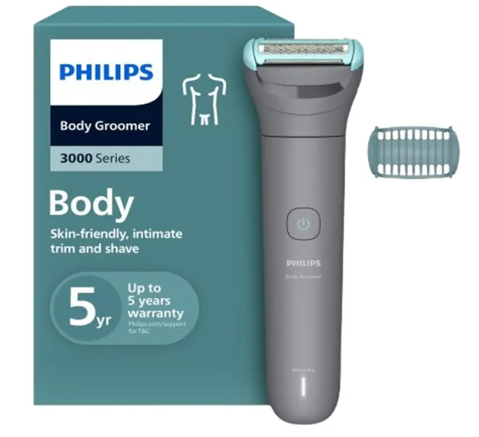 Philips Body Groomer BG3470/15 | Trim & shave body hair & balls | 100% showerproof | Skin-friendly | 2mm comb | 60 min cordless | Easy to clean