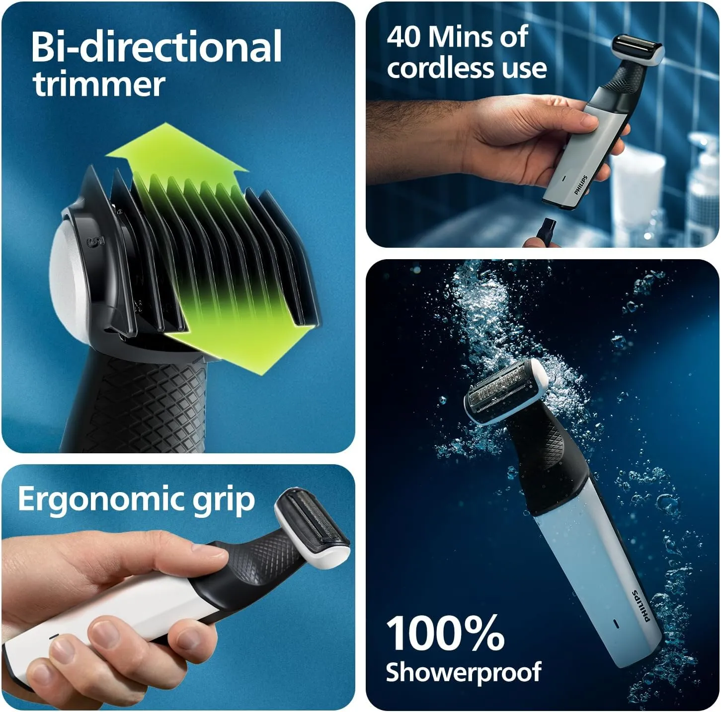 Philips Body Trimmer for Men-Clinically Tested for Sensitive SkinI Patented Pearl Tip & Hypo allergenic foilI Skin Safe GroomingI Trim or Shave Basis Your StyleI Showerproof I BG3007/01 3