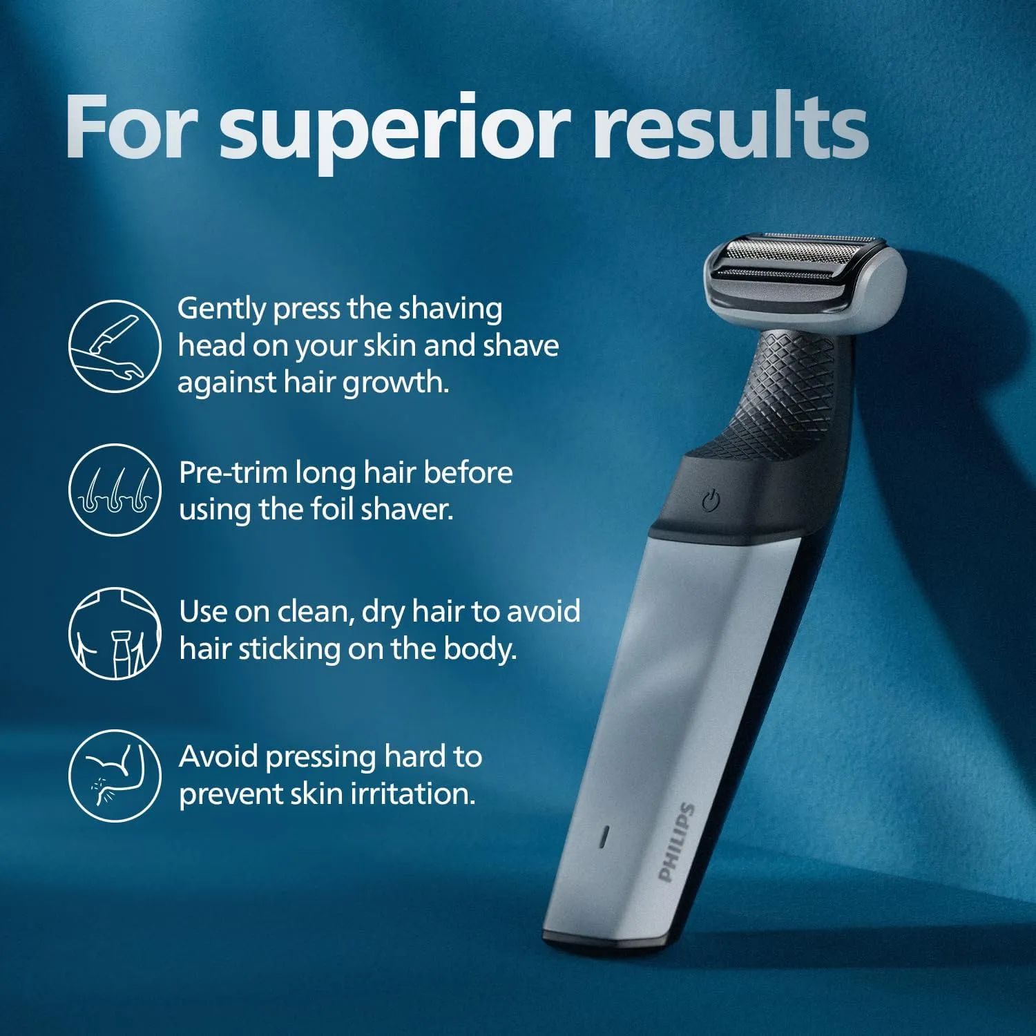 Philips Body Trimmer for Men-Clinically Tested for Sensitive SkinI Patented Pearl Tip & Hypo allergenic foilI Skin Safe GroomingI Trim or Shave Basis Your StyleI Showerproof I BG3007/01 4