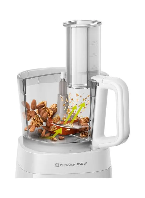 Philips Compact Food Processor, 2.1L, 850W, HR7520/01, White